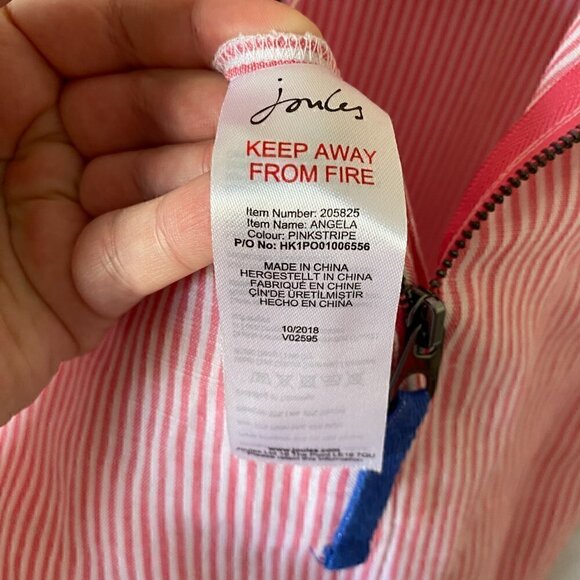 Joules Womens Romper Jumpsuit Angela Linen Pink White Striped Sleeveless - Picture 9 of 10